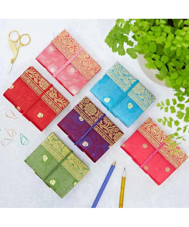 Handmade Sari Notebook - Pocket Sized Notebook Journal