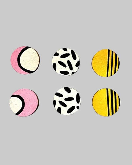 Handmade tropical mini stud earrings set hand painted wood