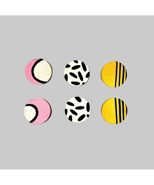 Handmade tropical mini stud earrings set hand painted wood