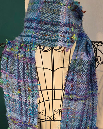 Handwoven scarves Blues and greens