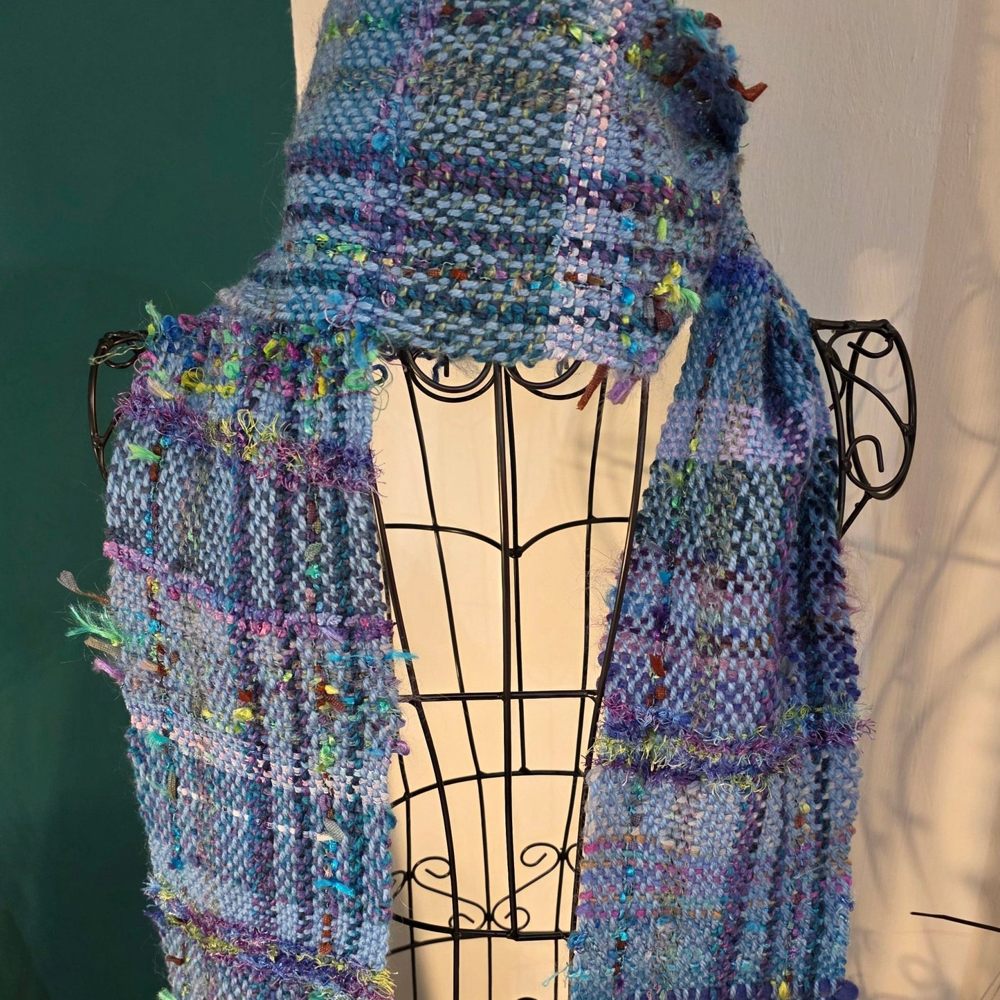Handwoven scarves Blues and greens