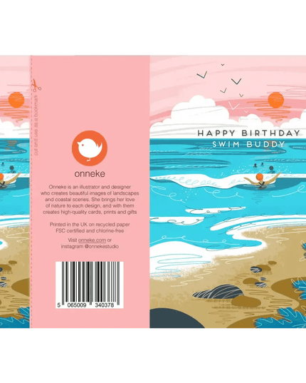 Happy birthday swim buddy greeting card - wild swimming card