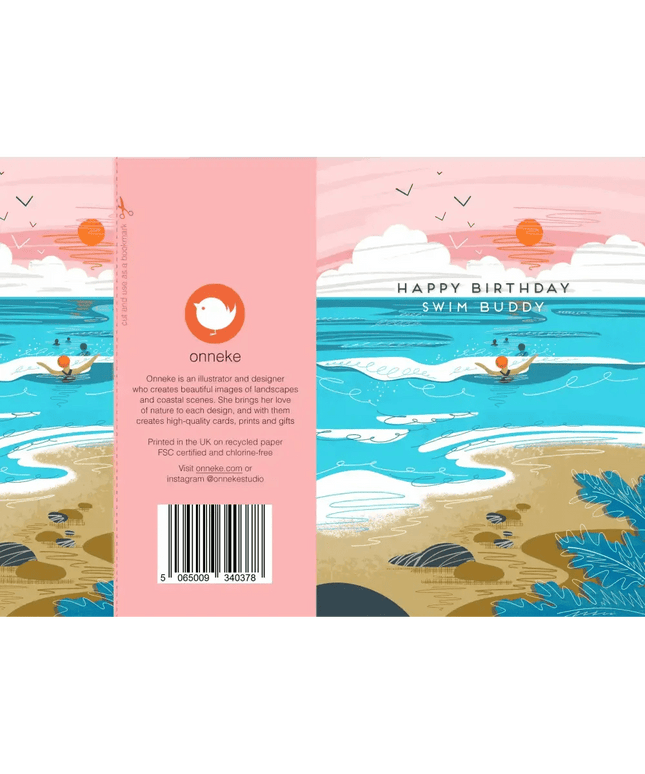 Happy birthday swim buddy greeting card - wild swimming card