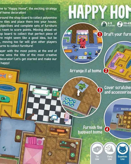 Happy Home Board Game. A Family game for 2 to 5 players.