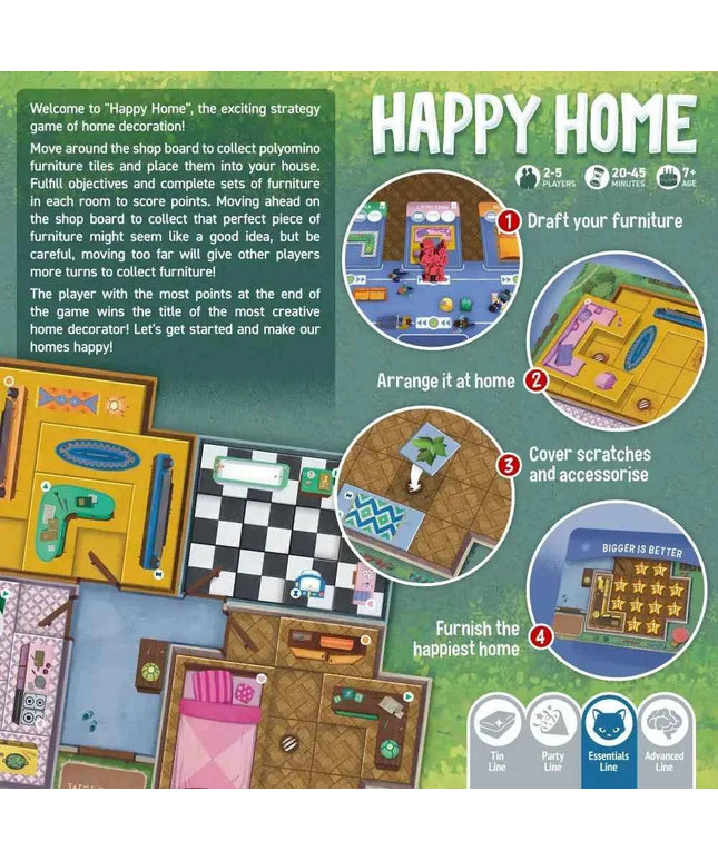 Happy Home Board Game. A Family game for 2 to 5 players.