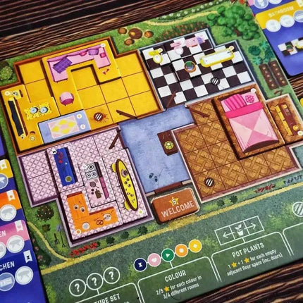 Happy Home Board Game. A Family game for 2 to 5 players.