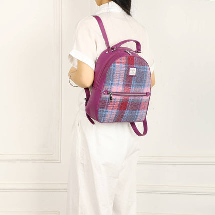 Harris Tweed Pink Backpack - Scottish Wool Rucksack | Strathurie UK