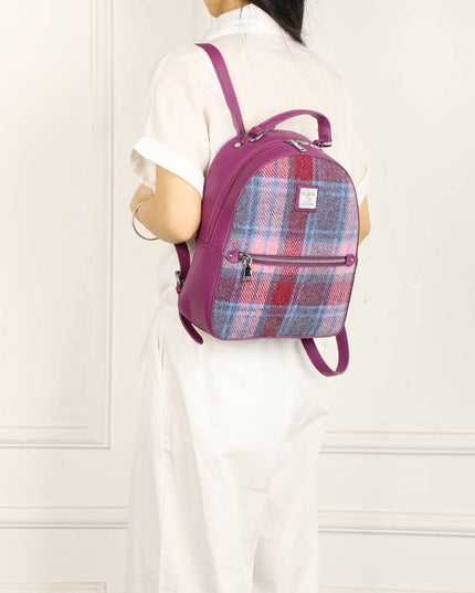 Harris Tweed Pink Backpack - Scottish Wool Rucksack | Strathurie UK