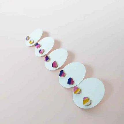 Heart Leather Stud Earrings - Multiple Colours