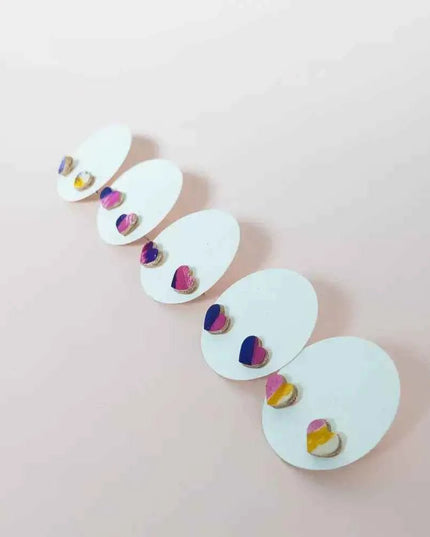 Heart Leather Stud Earrings - Multiple Colours