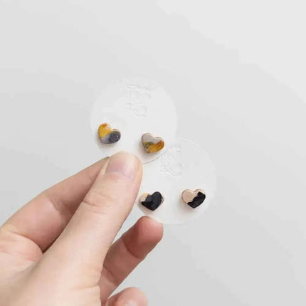 Heart Leather Stud Earrings - Multiple Colours