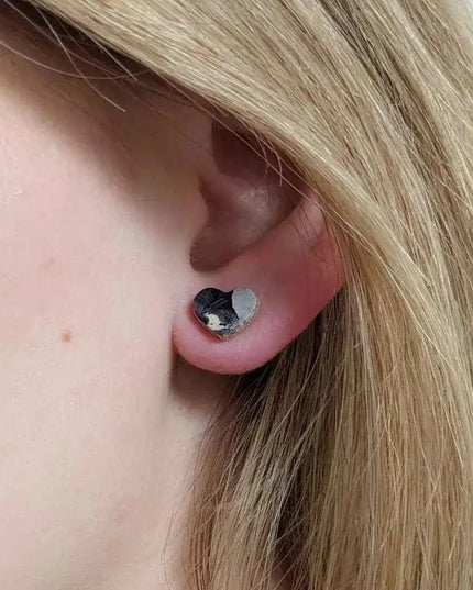 Heart Leather Stud Earrings - Multiple Colours