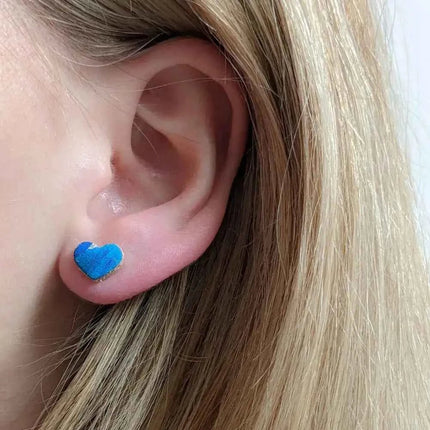Heart Leather Stud Earrings - Multiple Colours