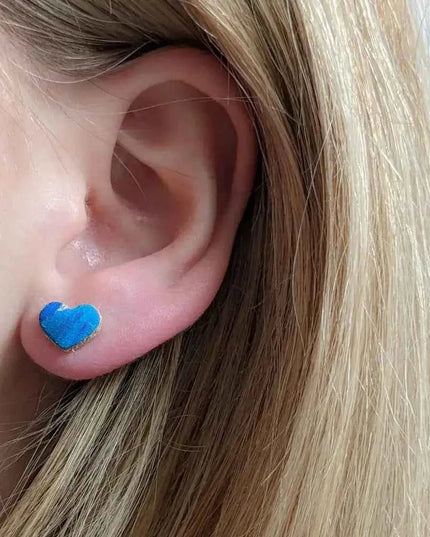Heart Leather Stud Earrings - Multiple Colours
