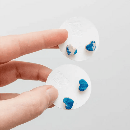 Heart Leather Stud Earrings - Multiple Colours