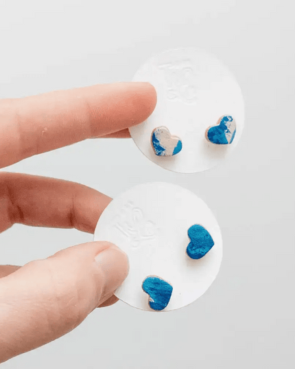 Heart Leather Stud Earrings - Multiple Colours