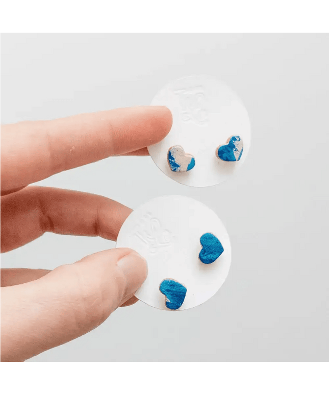 Heart Leather Stud Earrings - Multiple Colours
