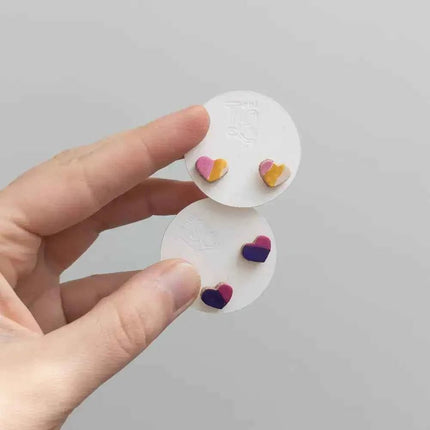 Heart Leather Stud Earrings - Multiple Colours