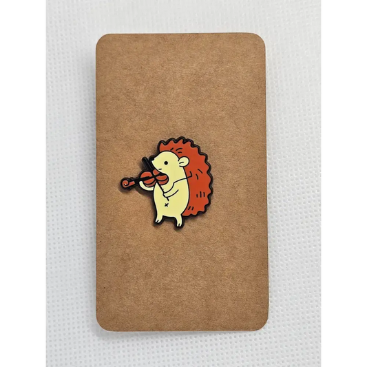Hedgehog and Fox pin badge - Enamel Violin Hedgehog - Pin badges