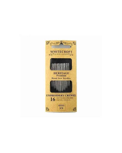Heritage Embroidery Needles - Sizes 3 to 9 - pack of 18