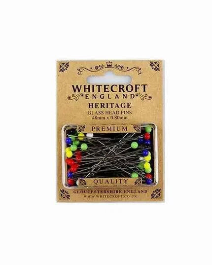 Heritage Glass Head Pins 48 x 0.80mm - pack of 50