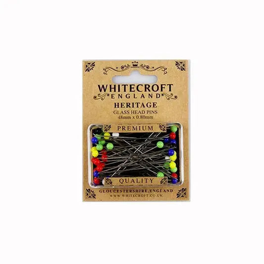 Heritage Glass Head Pins 48 x 0.80mm - 10 cards of 50