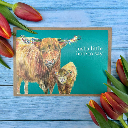Highland Cow on  a greetings card