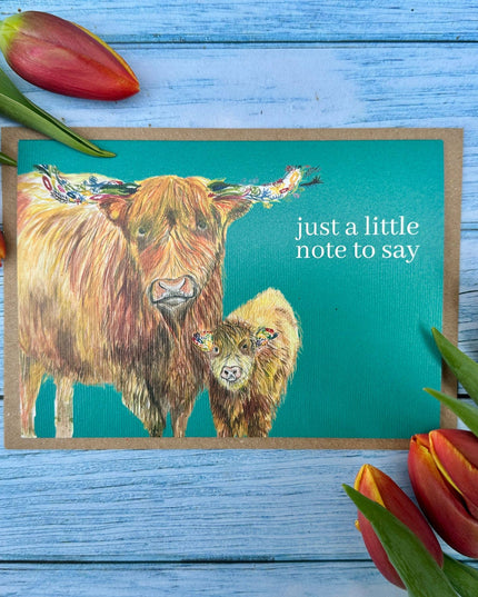 Highland Cow on  a greetings card