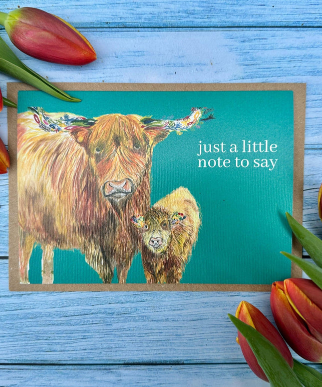 Highland Cow on  a greetings card