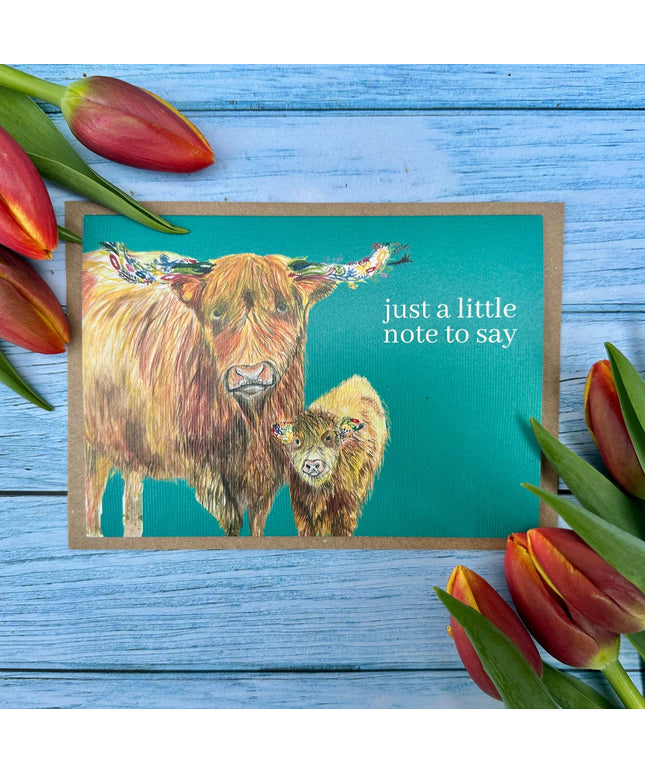 Highland Cow on  a greetings card