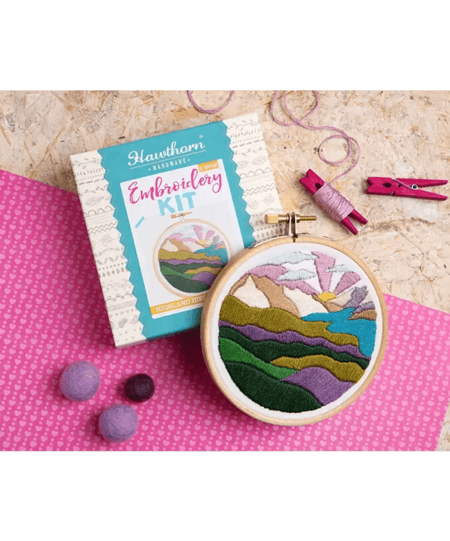 Highland Hike Mini Embroidery Kit | Complete Craft Kit for Beginners