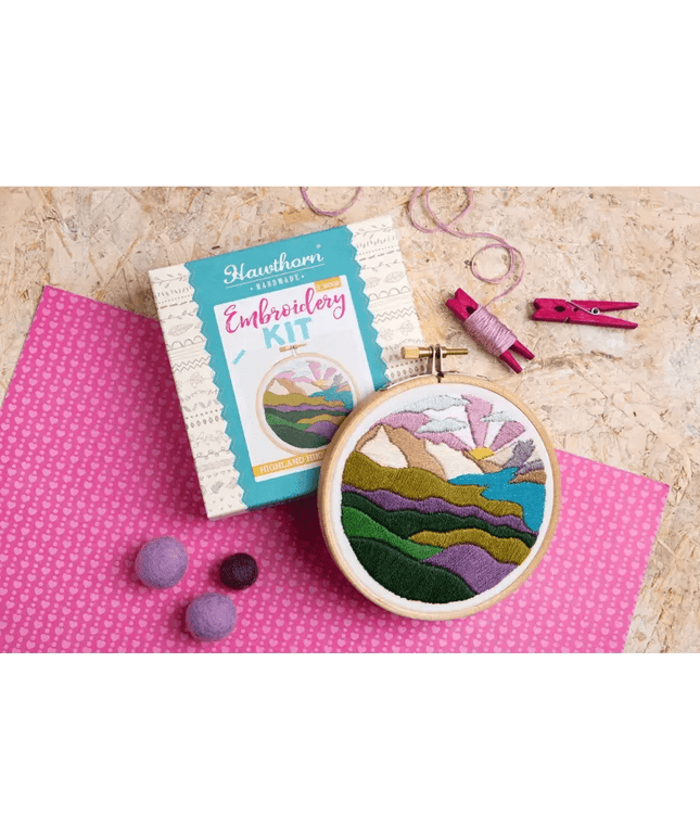 Highland Hike Mini Embroidery Kit | Complete Craft Kit for Beginners