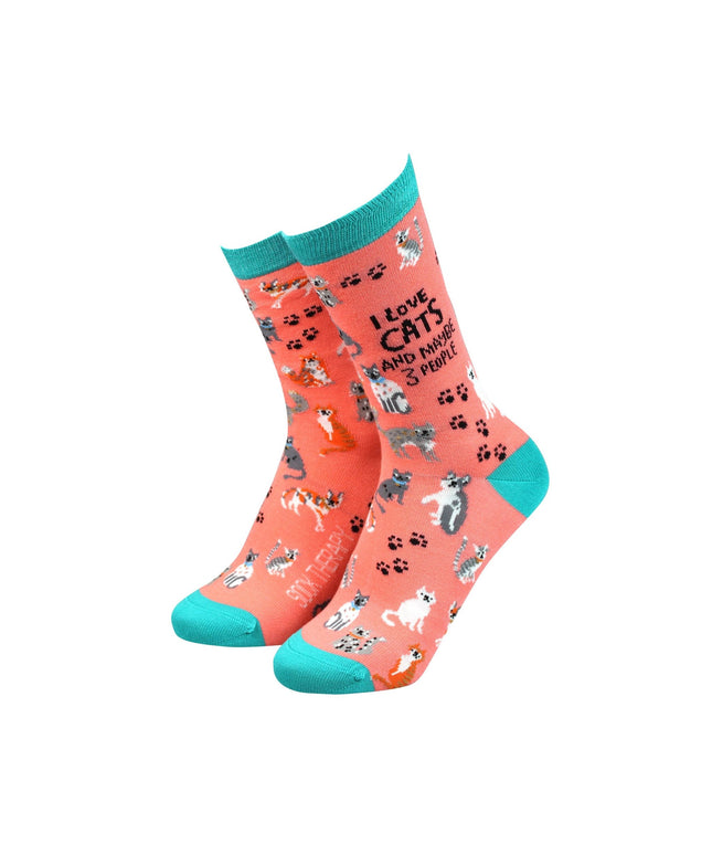 I Love Cats and maybe 3 people - Women's Bamboo Socks
