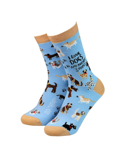 I love Dogs and maybe 3 people - Women's Bamboo Socks