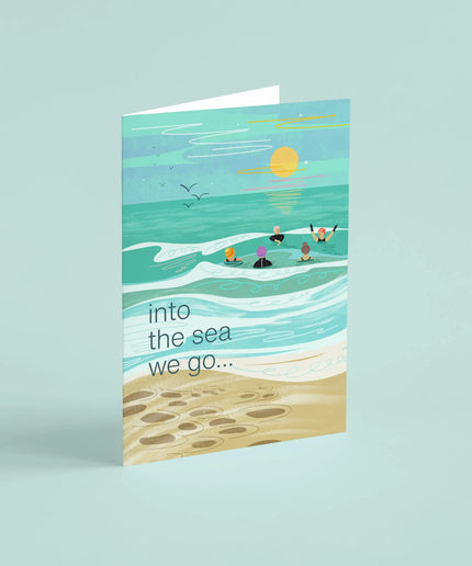 Into the sea we go... greeting card wild swimming sea