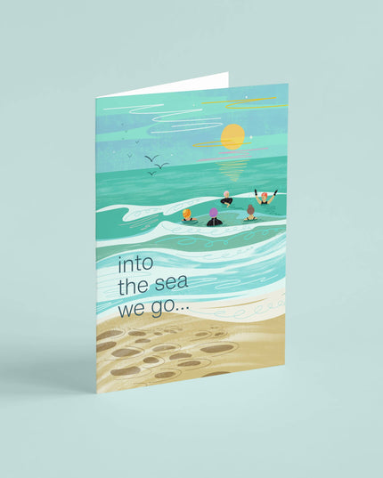 Into the sea we go... greeting card wild swimming sea