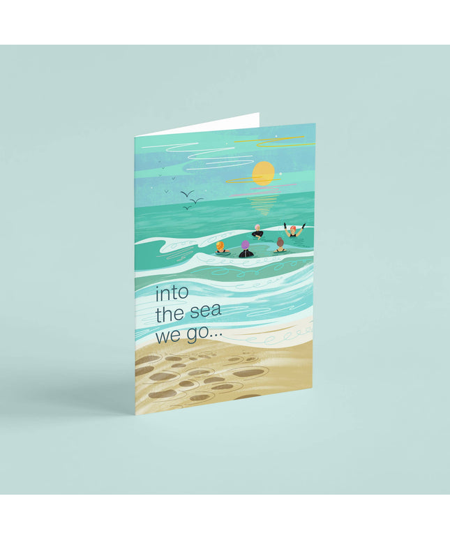 Into the sea we go... greeting card wild swimming sea