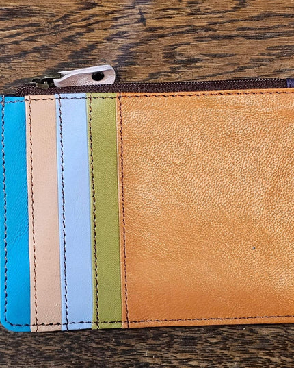 Kanga Recycled Leather Card Purse Dark Orange