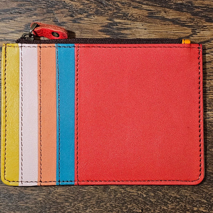 Kanga Recycled Leather Card Purse Red with Red Zip