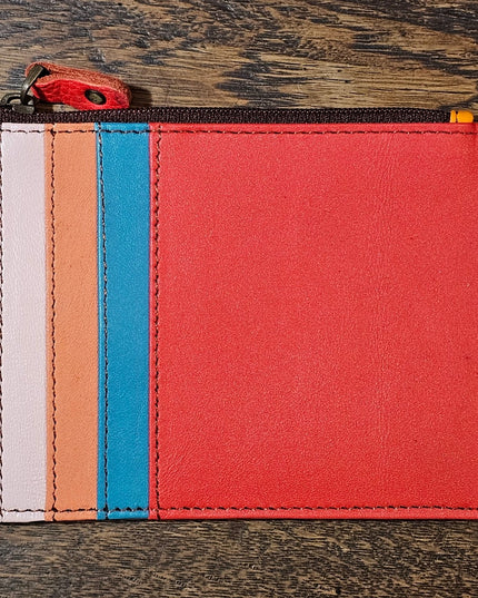 Kanga Recycled Leather Card Purse Red with Red Zip