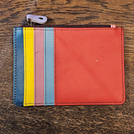 Kanga Recycled Leather Card Purse Dark red
