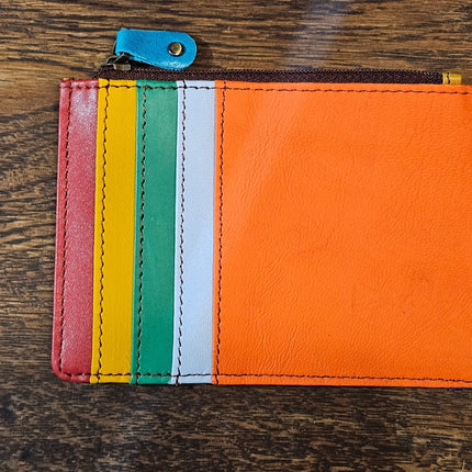 Kanga Recycled Leather Card Purse Bright Orange