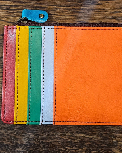 Kanga Recycled Leather Card Purse Bright Orange