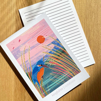 A5 notebook Kingfisher blank inside with line sheet insert