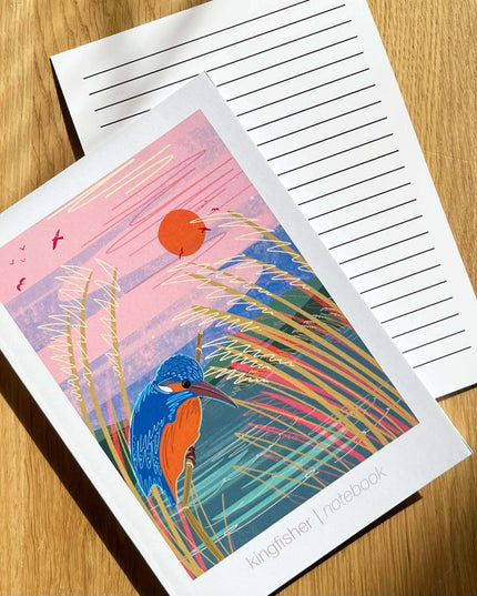 A5 notebook Kingfisher blank inside with line sheet insert