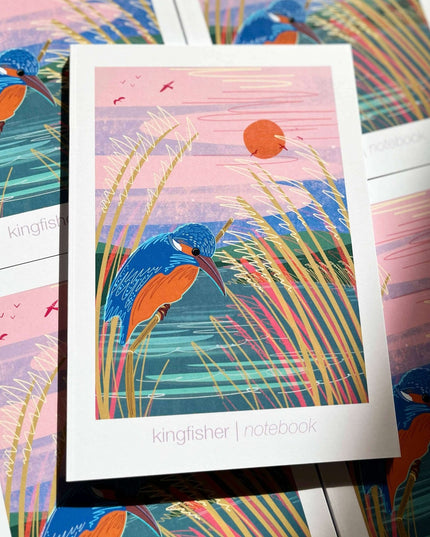 A5 notebook Kingfisher blank inside with line sheet insert