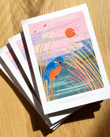 A5 notebook Kingfisher blank inside with line sheet insert