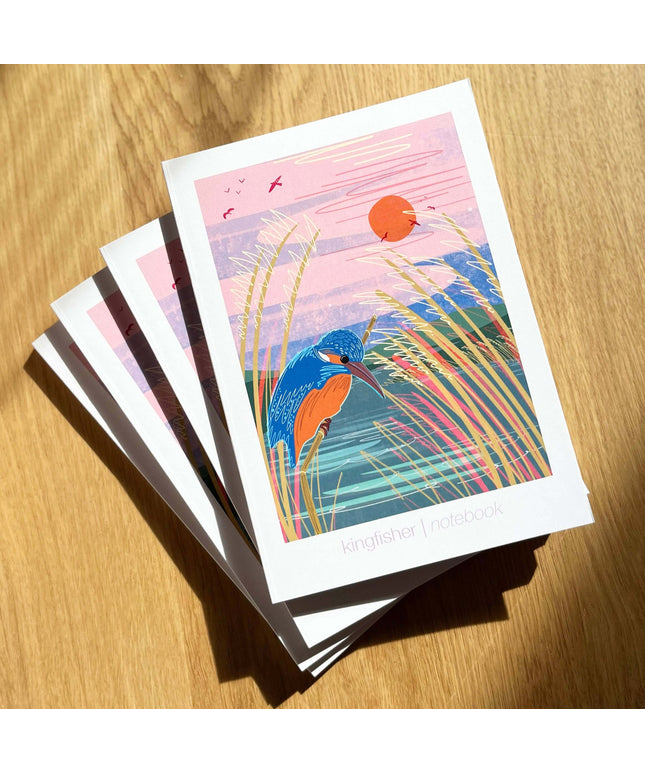 A5 notebook Kingfisher blank inside with line sheet insert