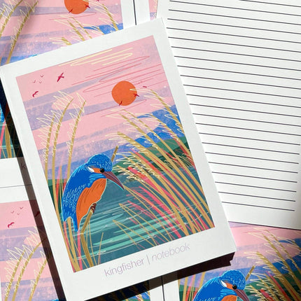 A5 notebook Kingfisher blank inside with line sheet insert