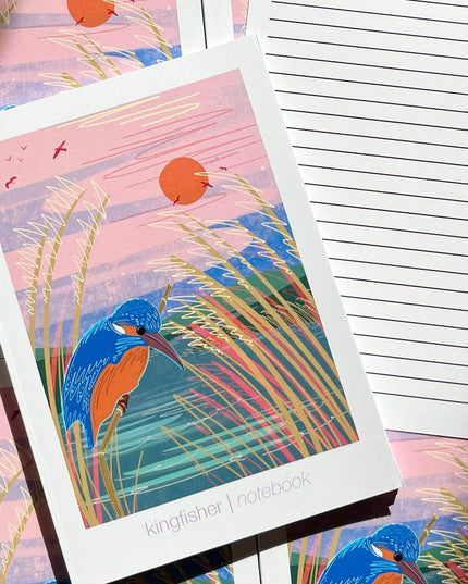 A5 notebook Kingfisher blank inside with line sheet insert